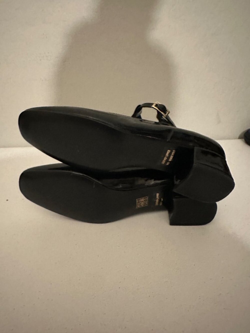 Belang Black Made in Spain Patent Leather Strappy Heeled Mary Janes Size 41 - Picture 7 of 8